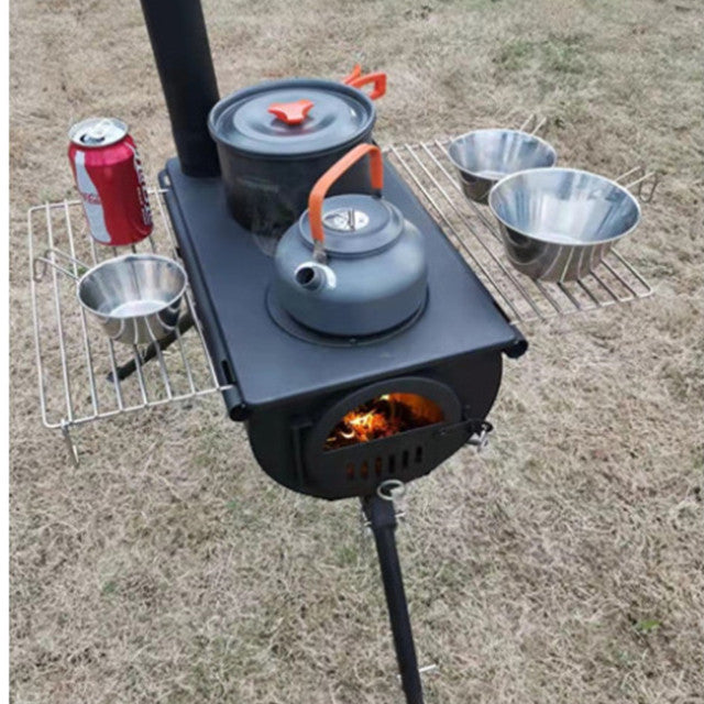 SXFireplace 05005 Portable Tent Wood Stove with Side Shelves