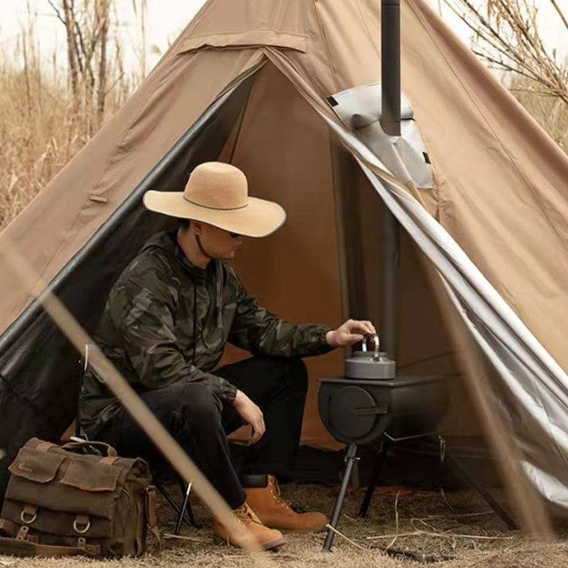 SXFireplace 05005 Portable Tent Wood Stove with Side Shelves