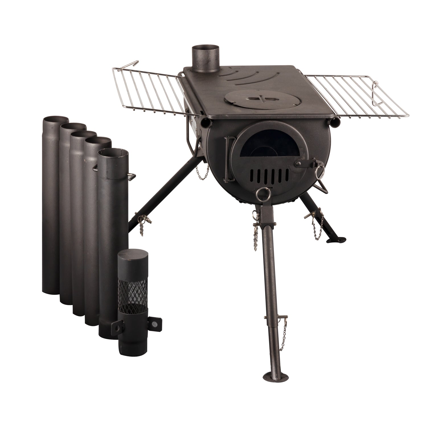 SXFireplace 05005 Portable Tent Wood Stove with Side Shelves