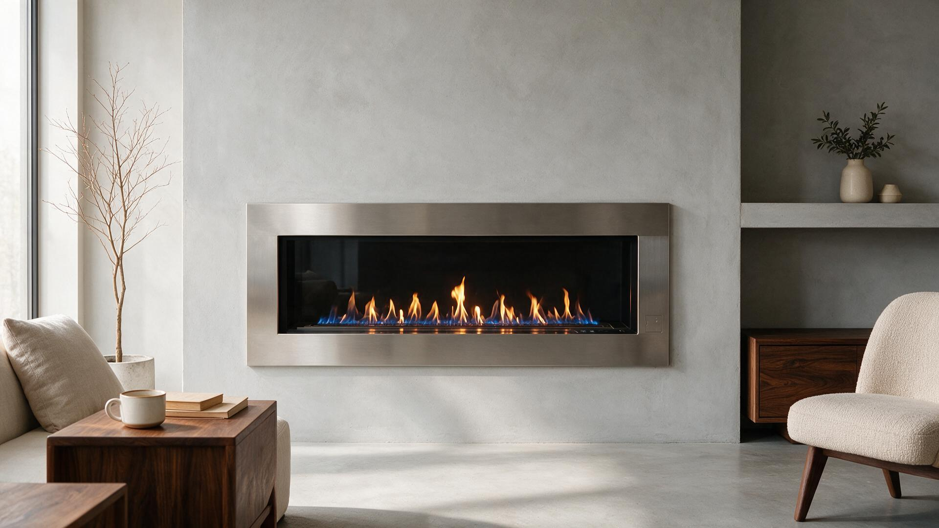 Built-in stainless steel intelligent ethanol fireplace
