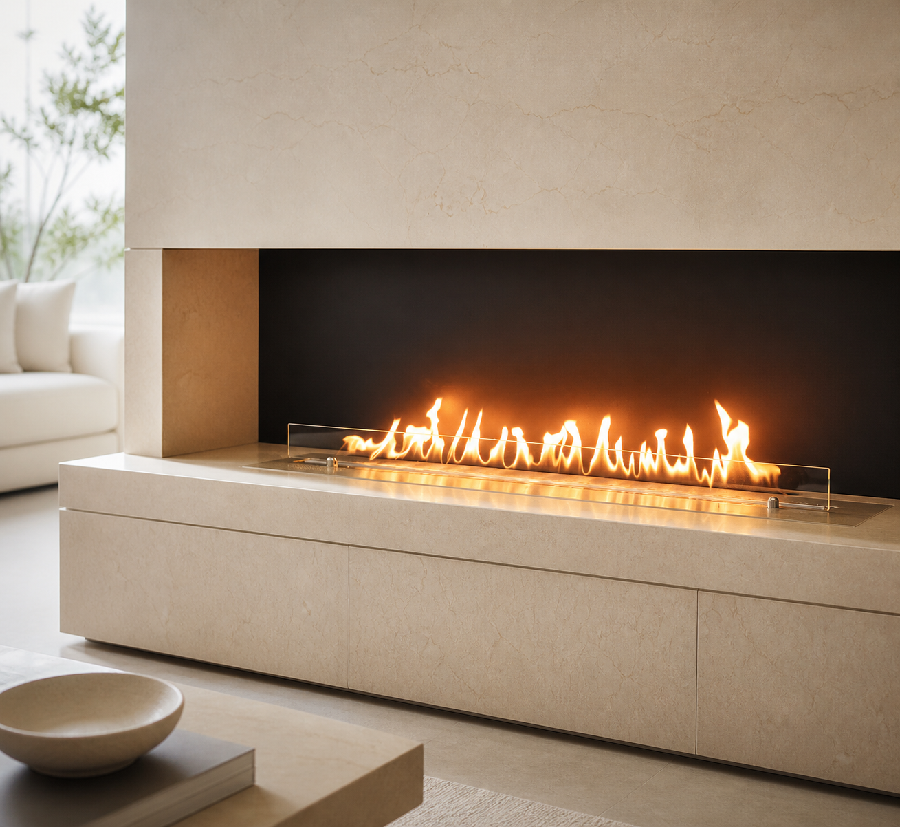 KT intelligent ethanol burner in an architectural installation