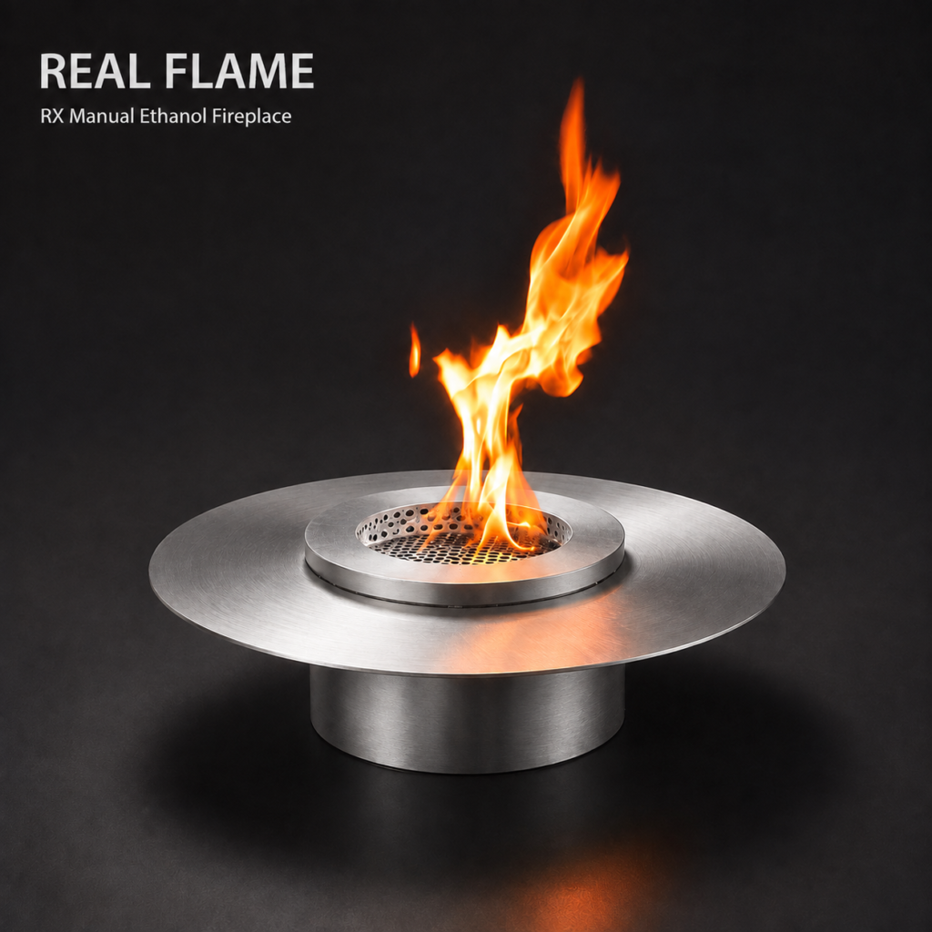 SXFireplace Round Stainless Steel Bioethanol Burner Insert with Wide Flange and Custom Size — Product view 2