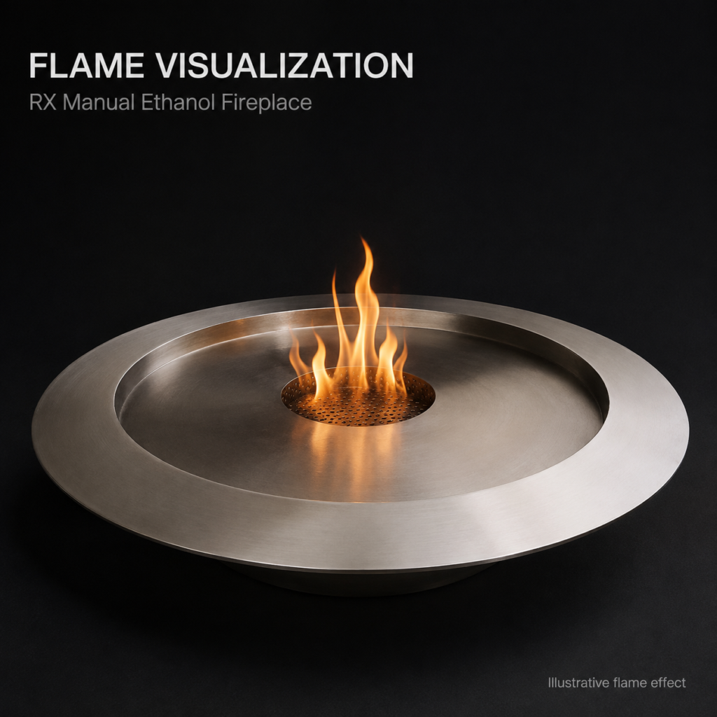 SXFireplace Round Stainless Steel Manual Bioethanol Burner Insert with Extinguishing Lid and Custom Size — Product view 2