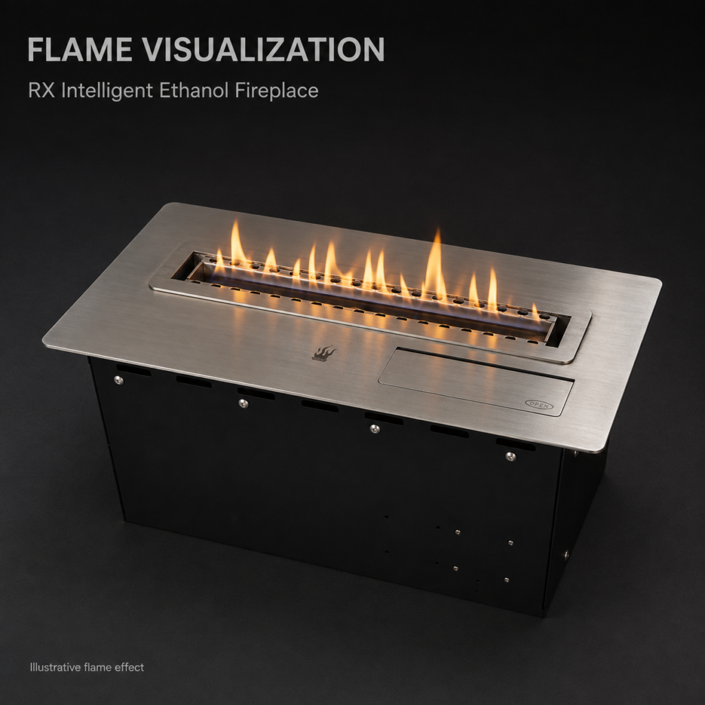 SXFireplace Linear Smart Bioethanol Fireplace Insert with Stainless Steel Top Panel — Product view 2