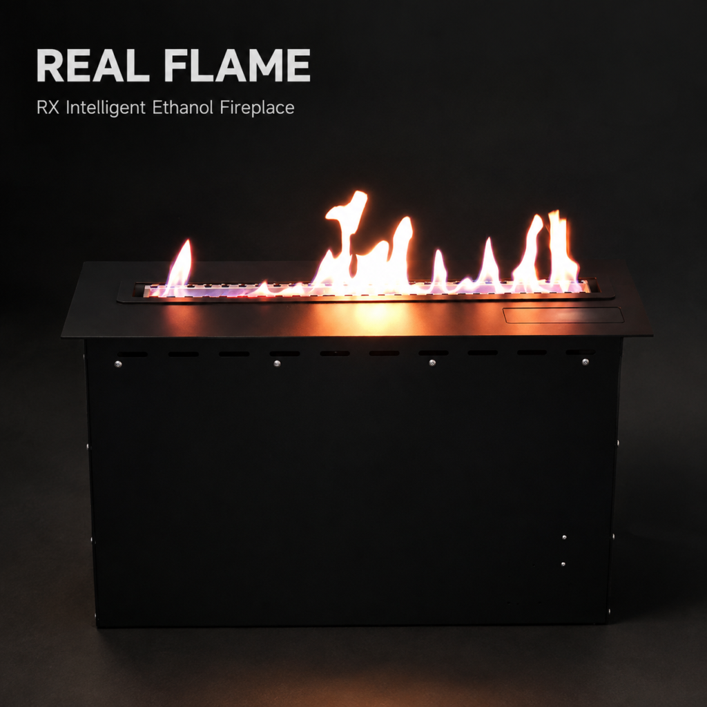 SXFireplace Smart Bioethanol Fireplace Insert with Linear Burner and Black Finish — Product view 2