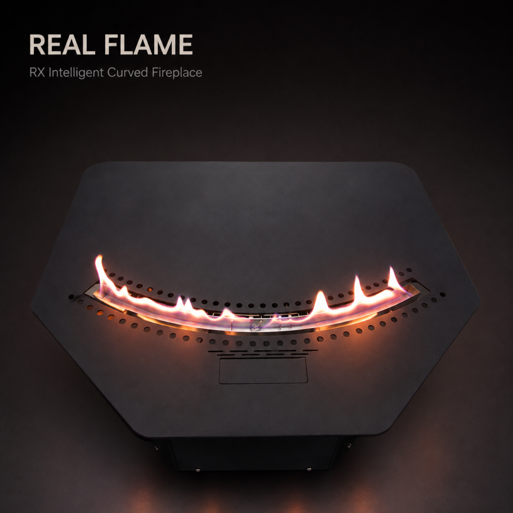 SXFireplace Smart Bioethanol Fireplace Insert with Curved Stainless Steel Burner — Product view 2