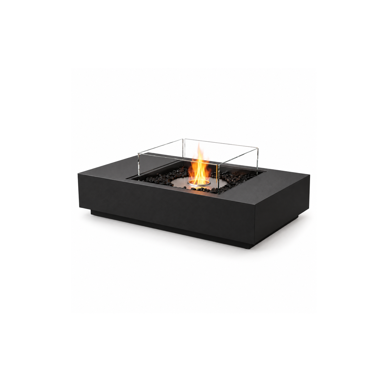 Rectangular Fire Table with Glass Wind Guard — White-background product image