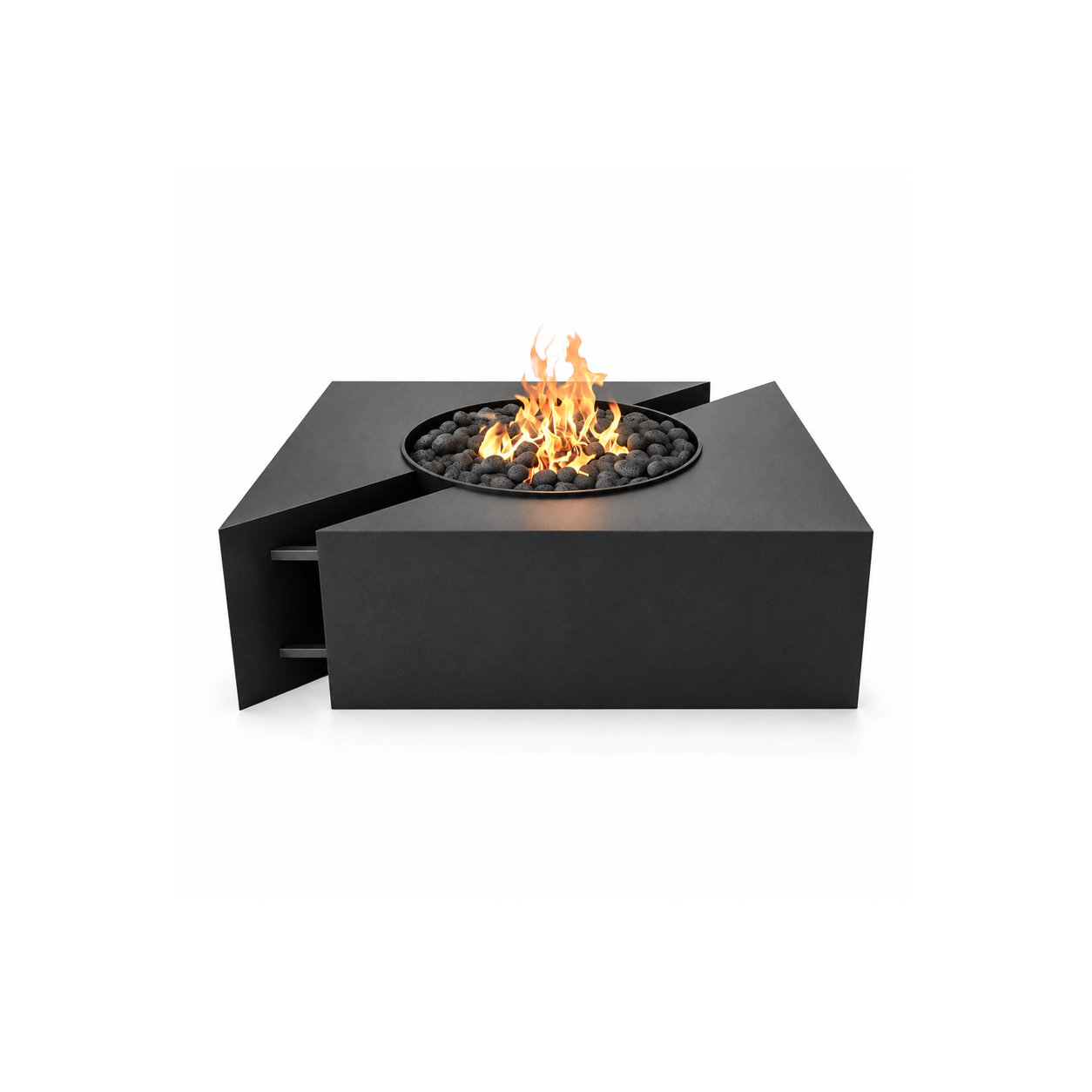 Diagonal-Split Square Fire Table — White-background product image