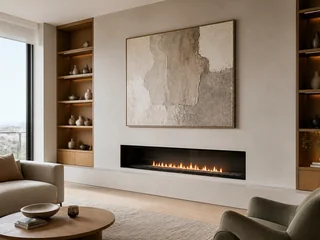 Intelligent ethanol fireplace in an architectural interior