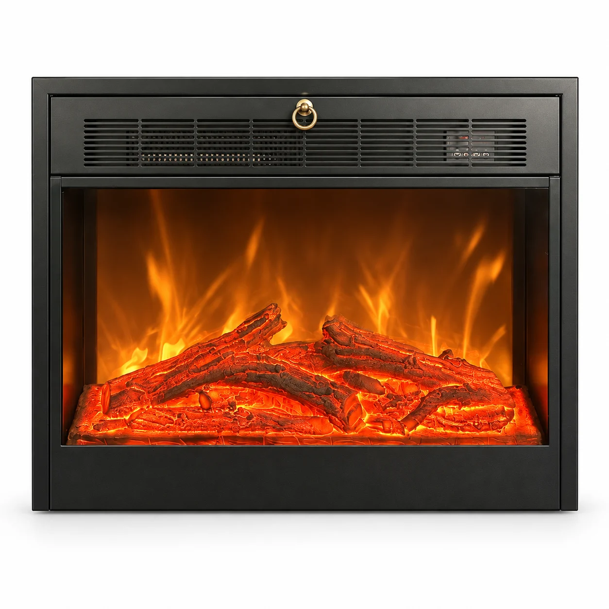 TLB-99A-1 narrow-trim electric fireplace insert, front product view on white