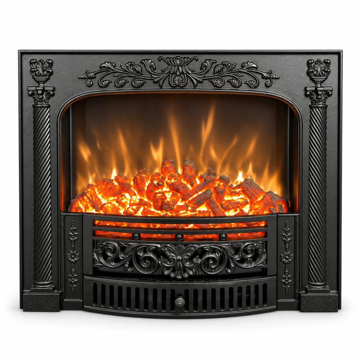 TLB-99B-4A column-detail electric fireplace insert, front product view on white