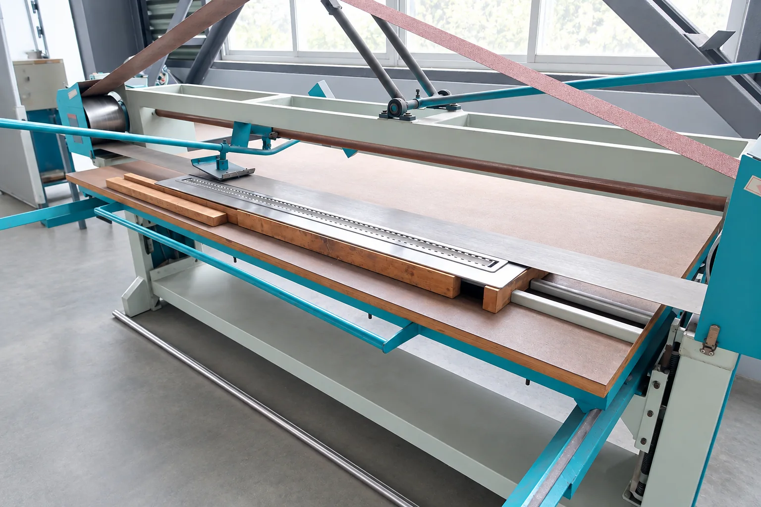 Belt brushing machine with a stainless-steel component on the worktable