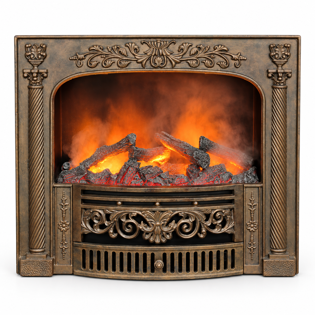 TLB-99B-4A bronze-tone water vapor fireplace insert, front product view on white