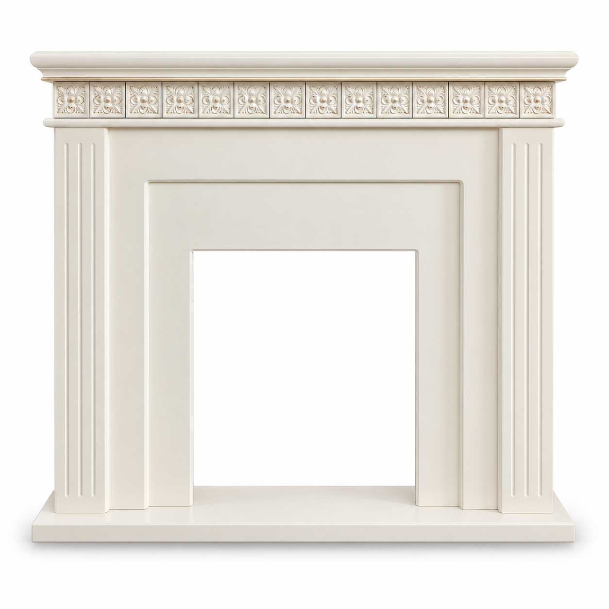 XH-BLJ-016 white classical mantel surround, front product view on white