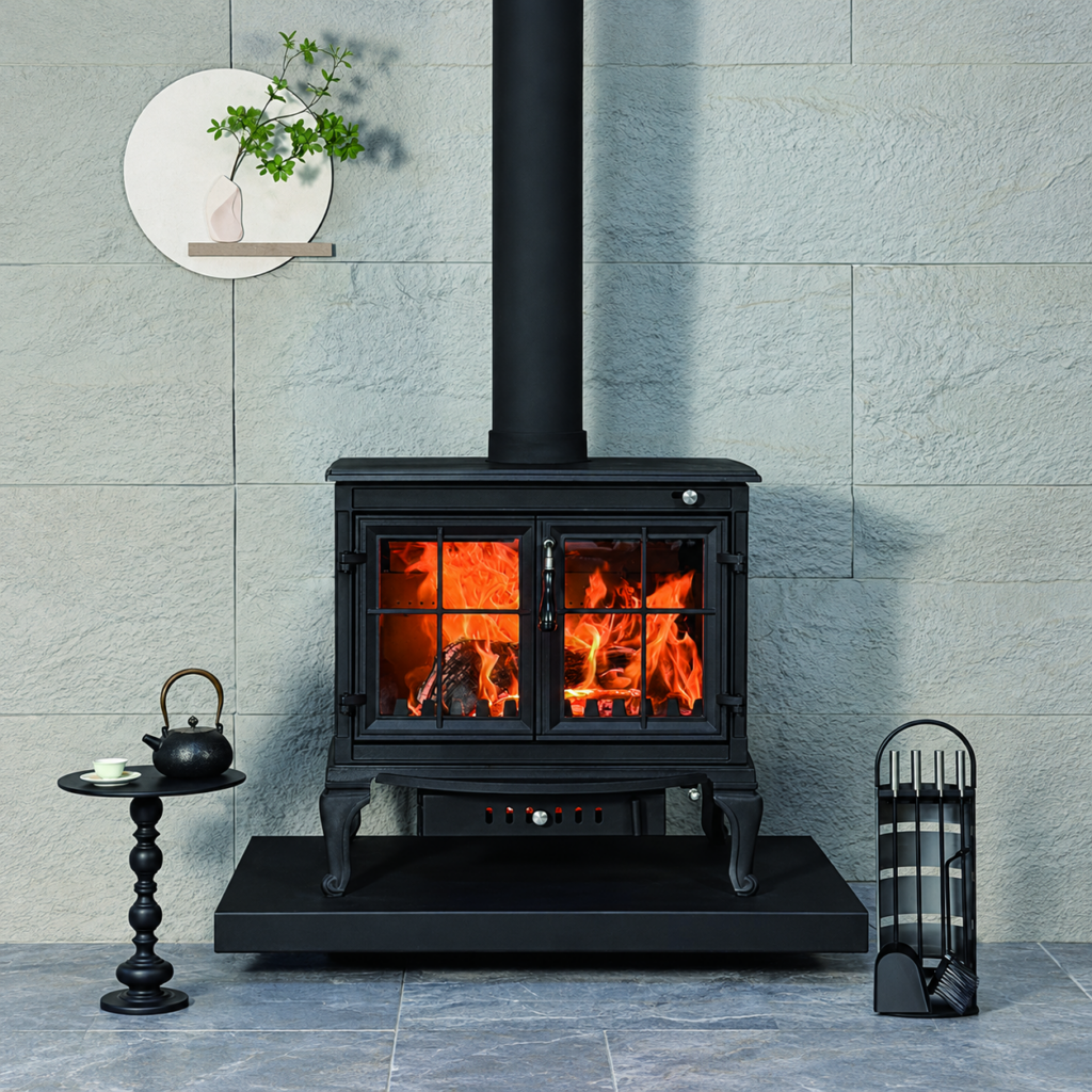 ZT710 Cast Iron Wood Stove - interior scene with square framing