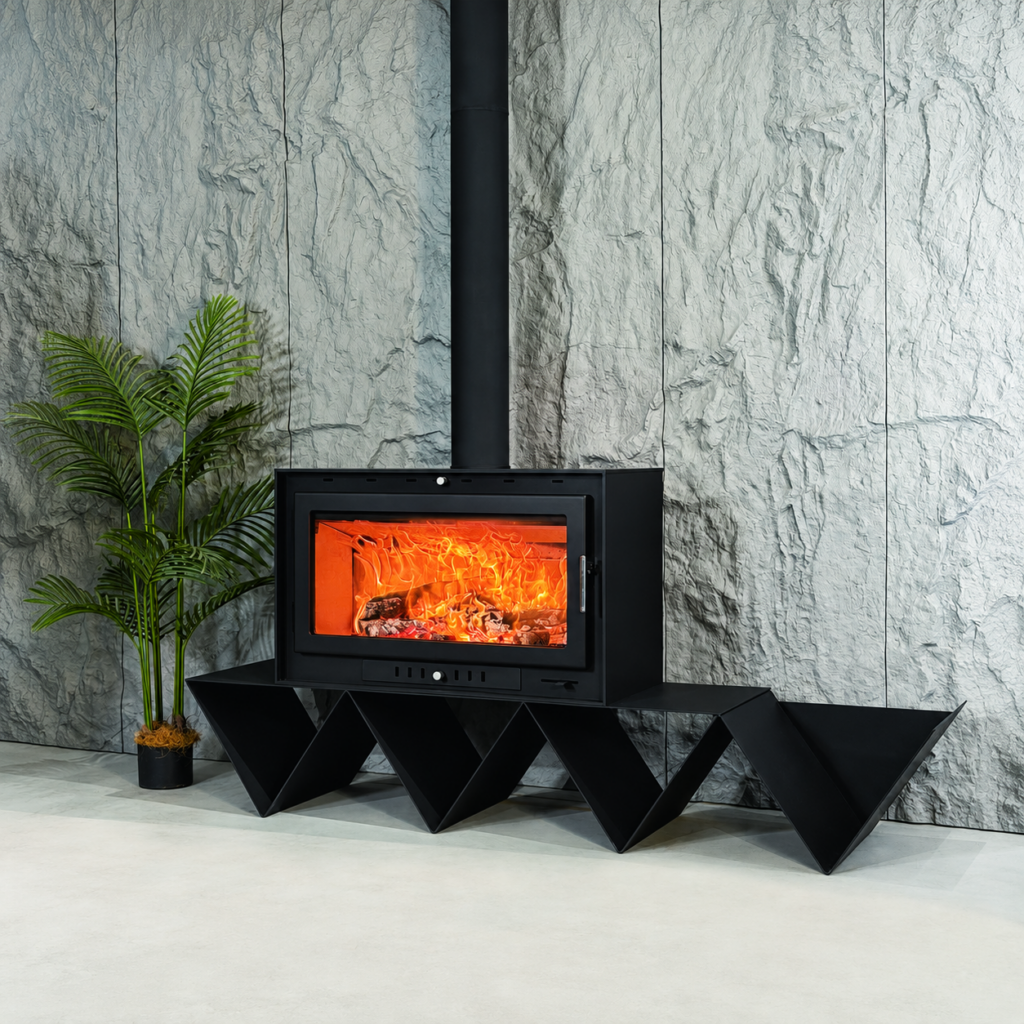 HG930 Wood-Burning Firebox - interior scene with square framing