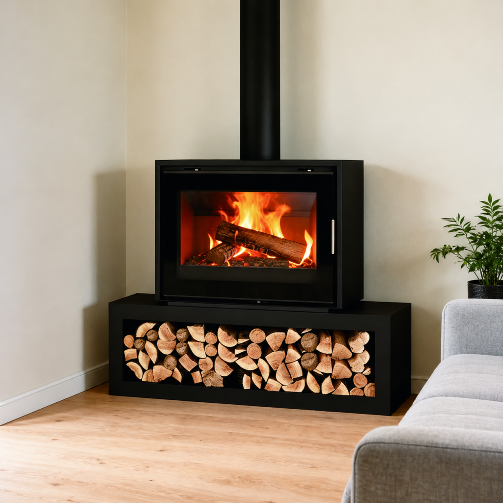 SG950 Wood-Burning Firebox - interior scene with square framing