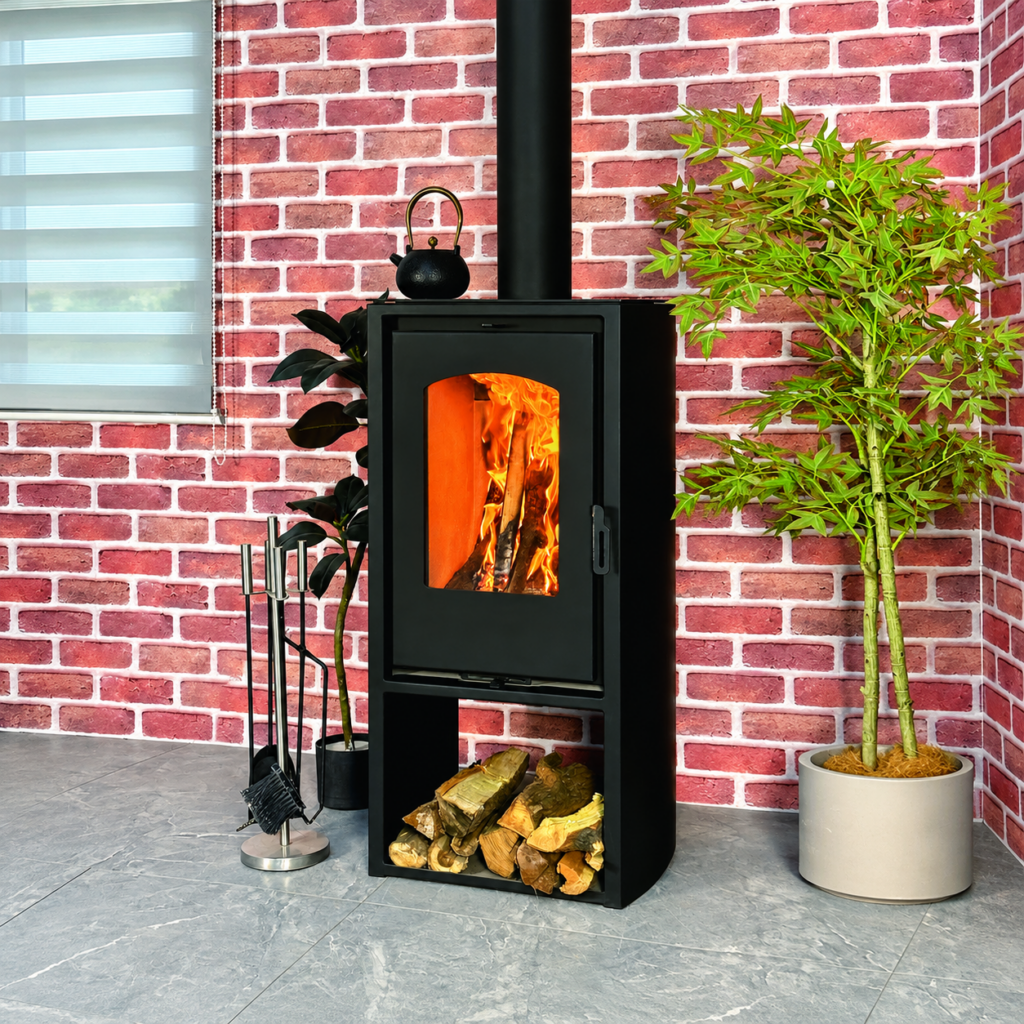 SG-Z Wood Stove - interior scene with square framing
