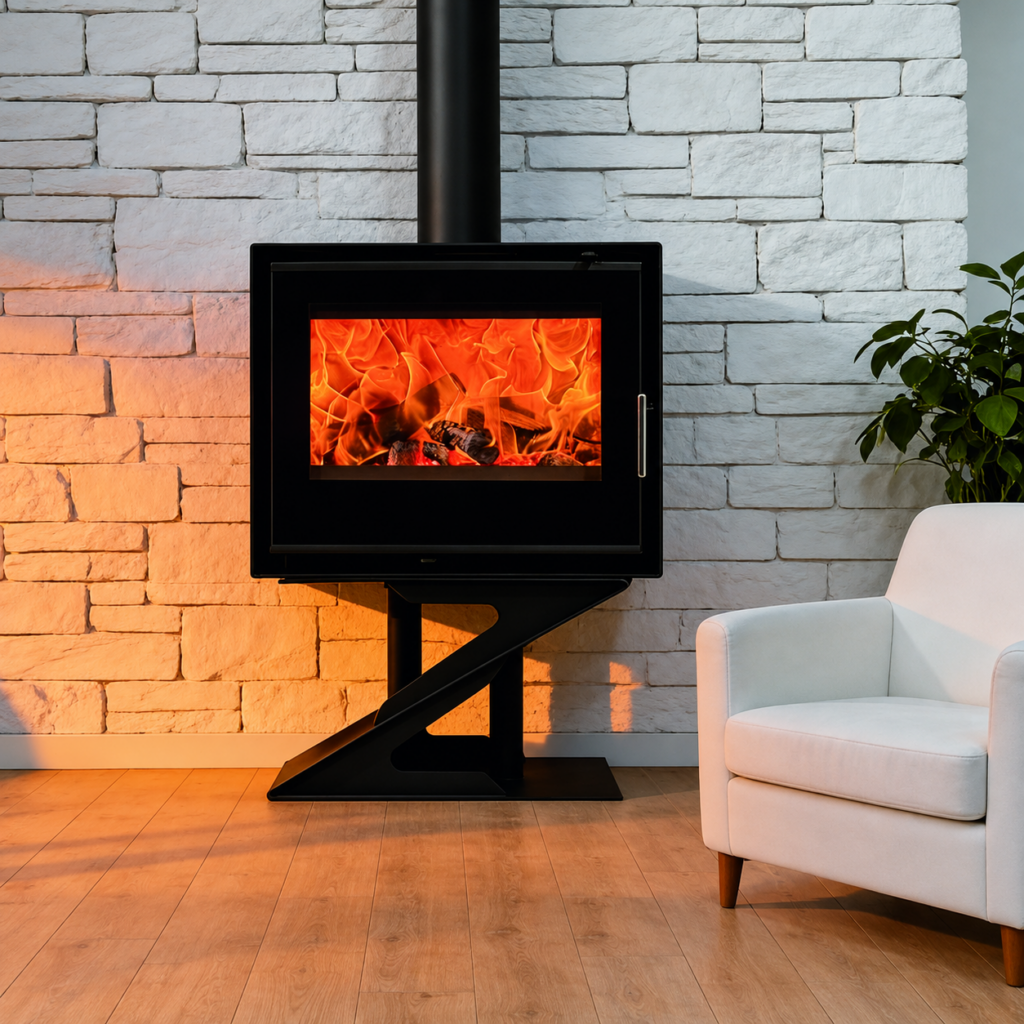 ME-Z Wood Stove - interior scene with square framing