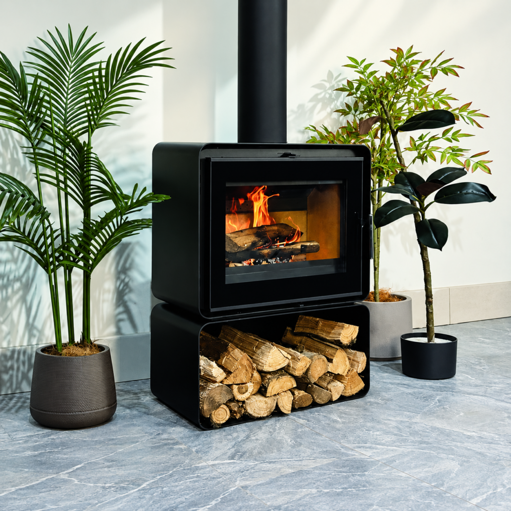 YS620 Wood Stove - interior scene with square framing