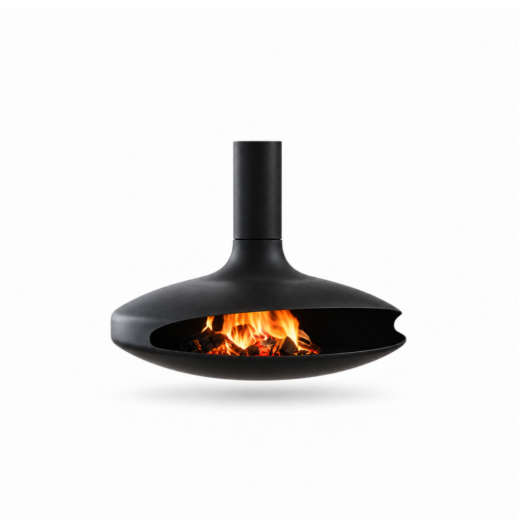 CX-3 Suspended Wood Fireplace - white background product view
