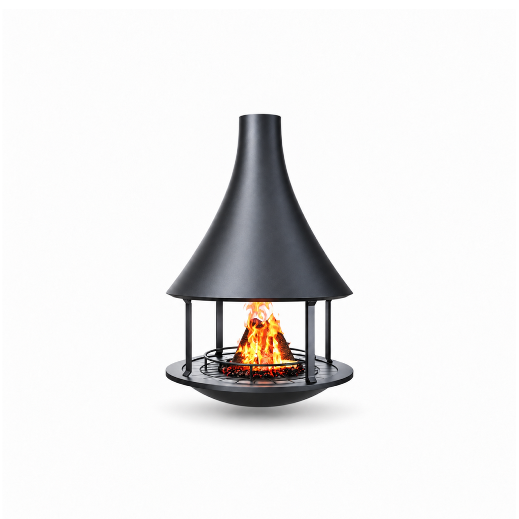 CX-6 Suspended Wood Fireplace - white background product view