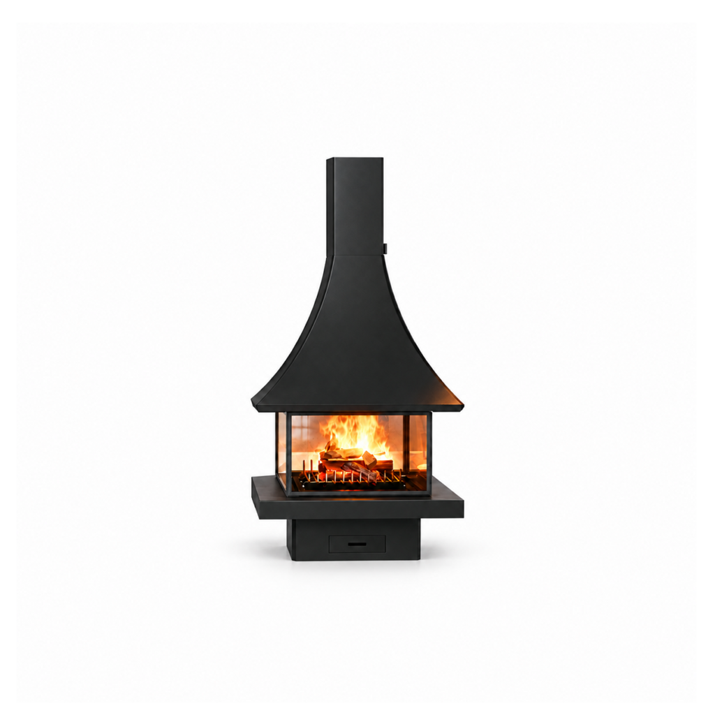 CX-9 Central Wood Fireplace - white background product view