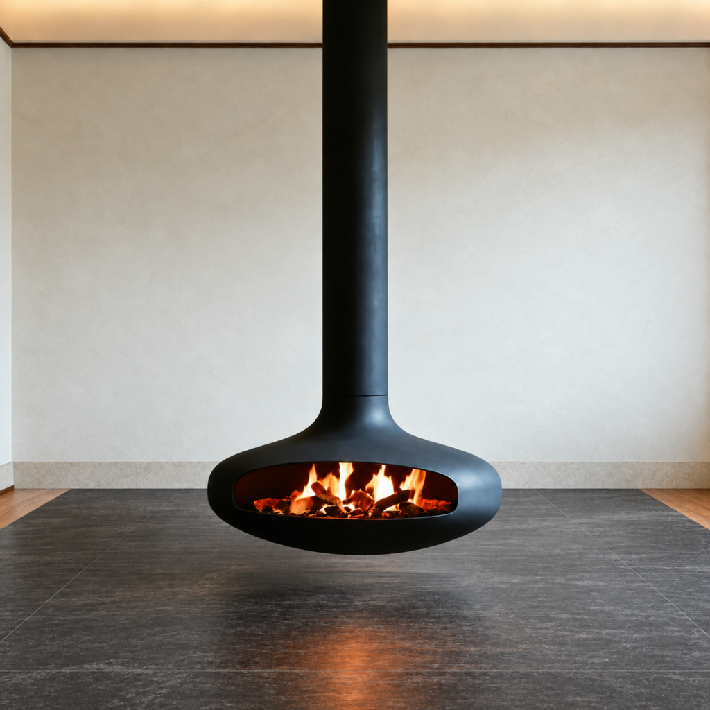 CX-8 Suspended Wood Fireplace - revised interior concept