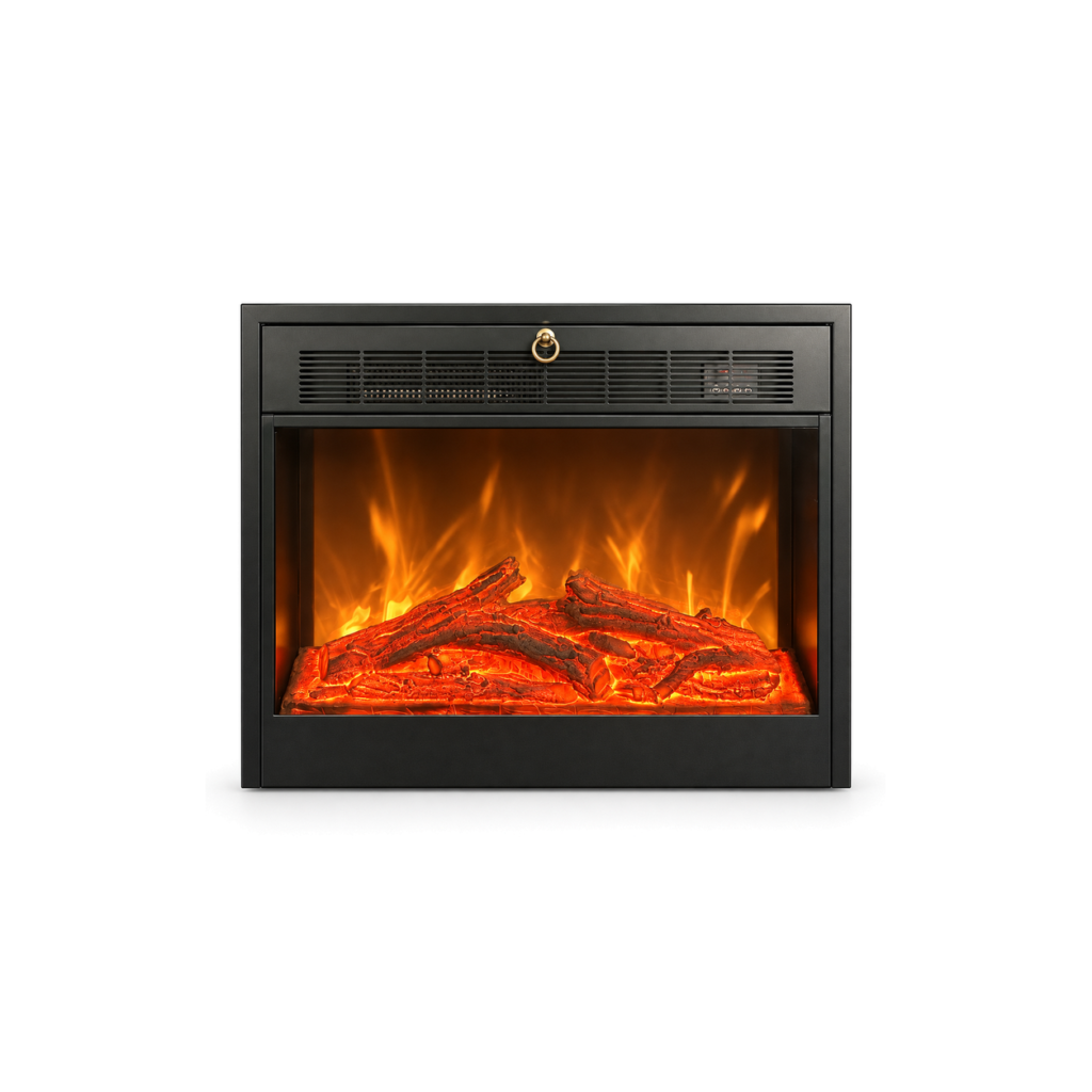 TLB-99A-1 narrow-trim electric fireplace insert, front product view on white