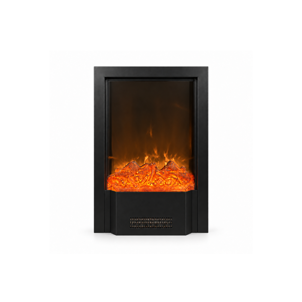 TLB-99B-10 vertical electric fireplace insert, front product view on white