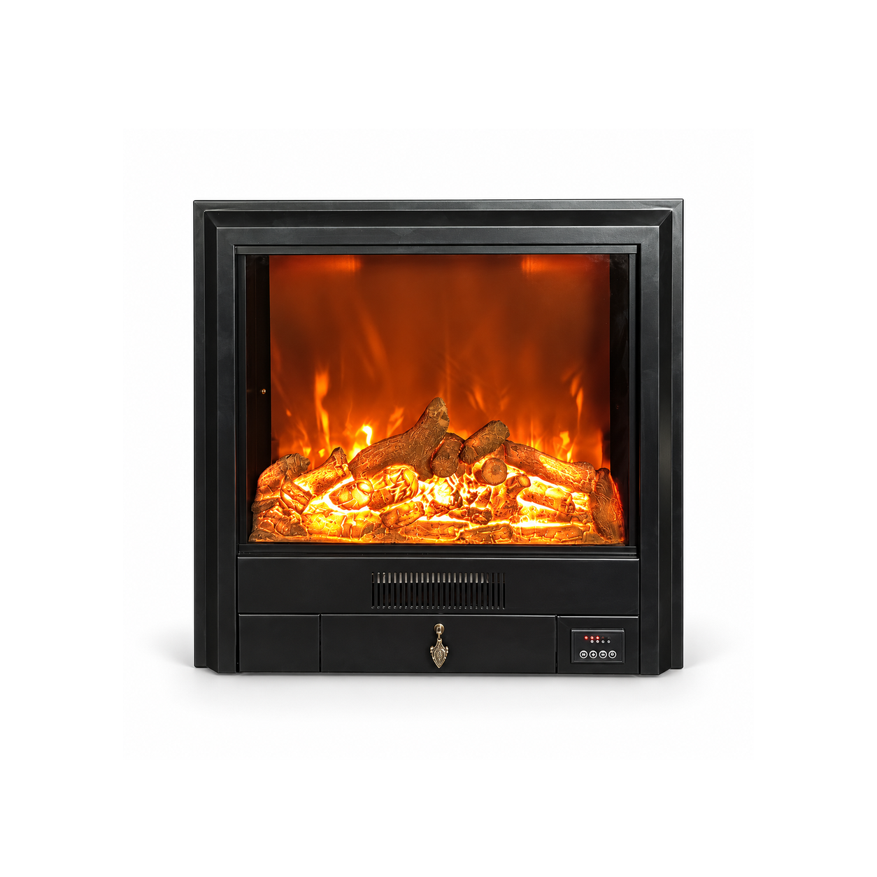 TLB-99C-1 stepped-frame electric fireplace insert, front product view on white