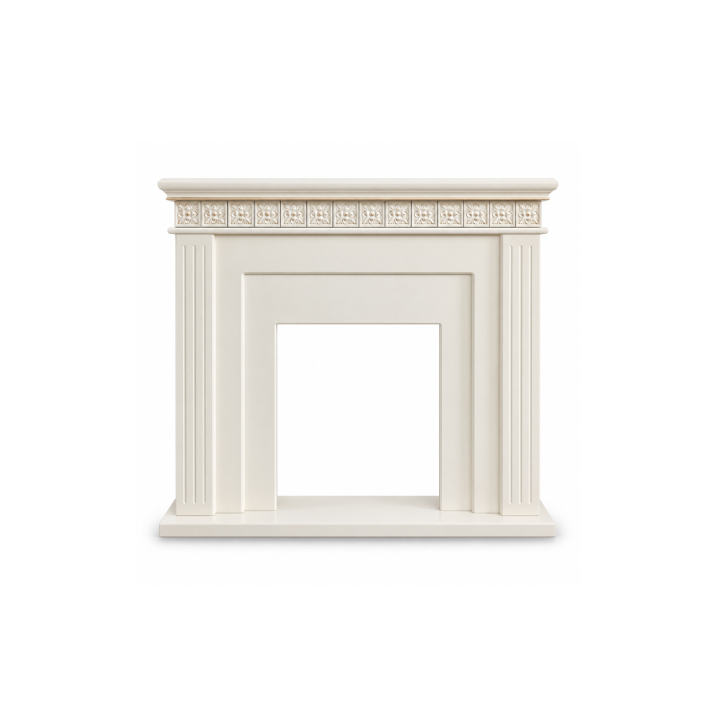 XH-BLJ-016 white classical mantel surround, front product view on white