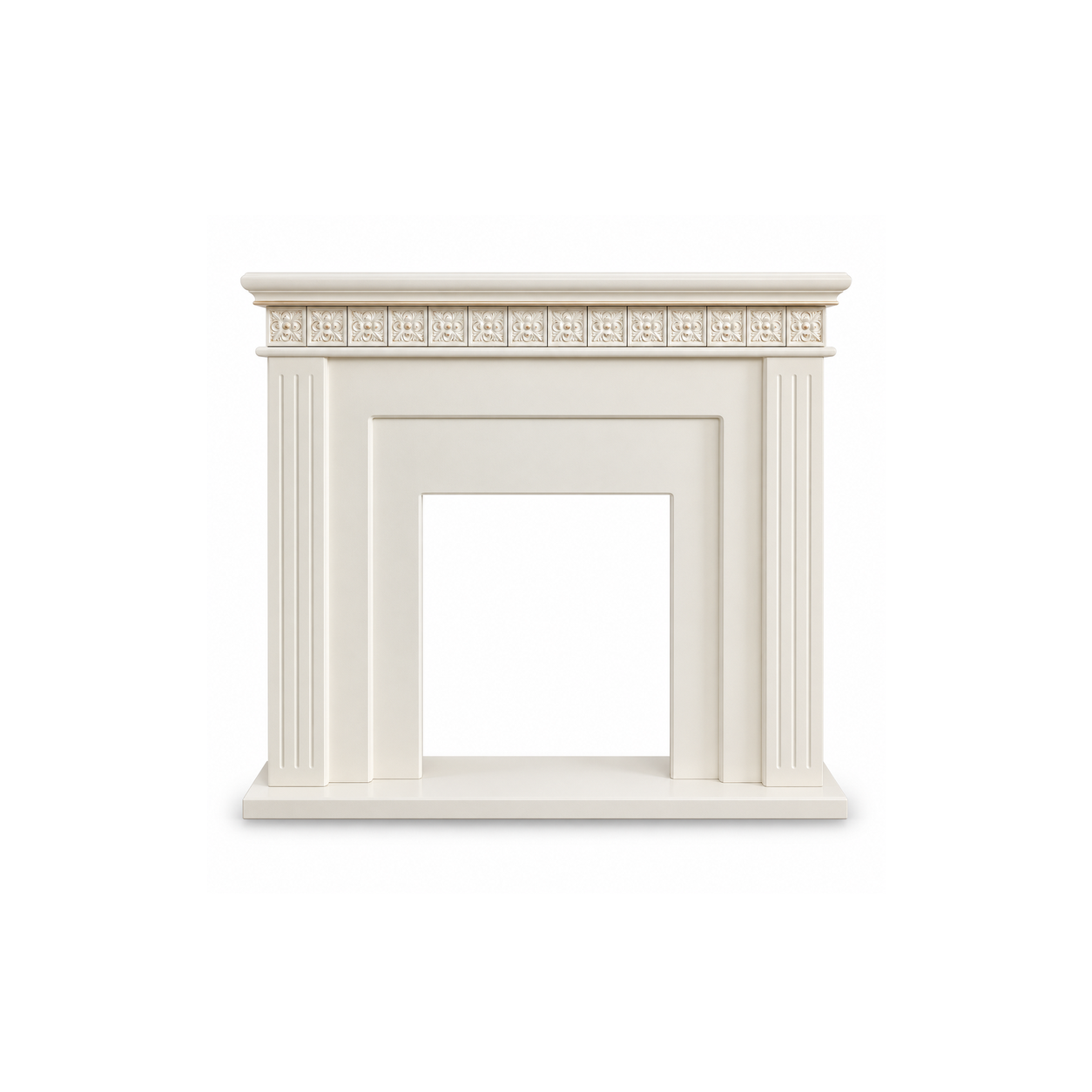 XH-BLJ-016 white classical mantel surround, front product view on white