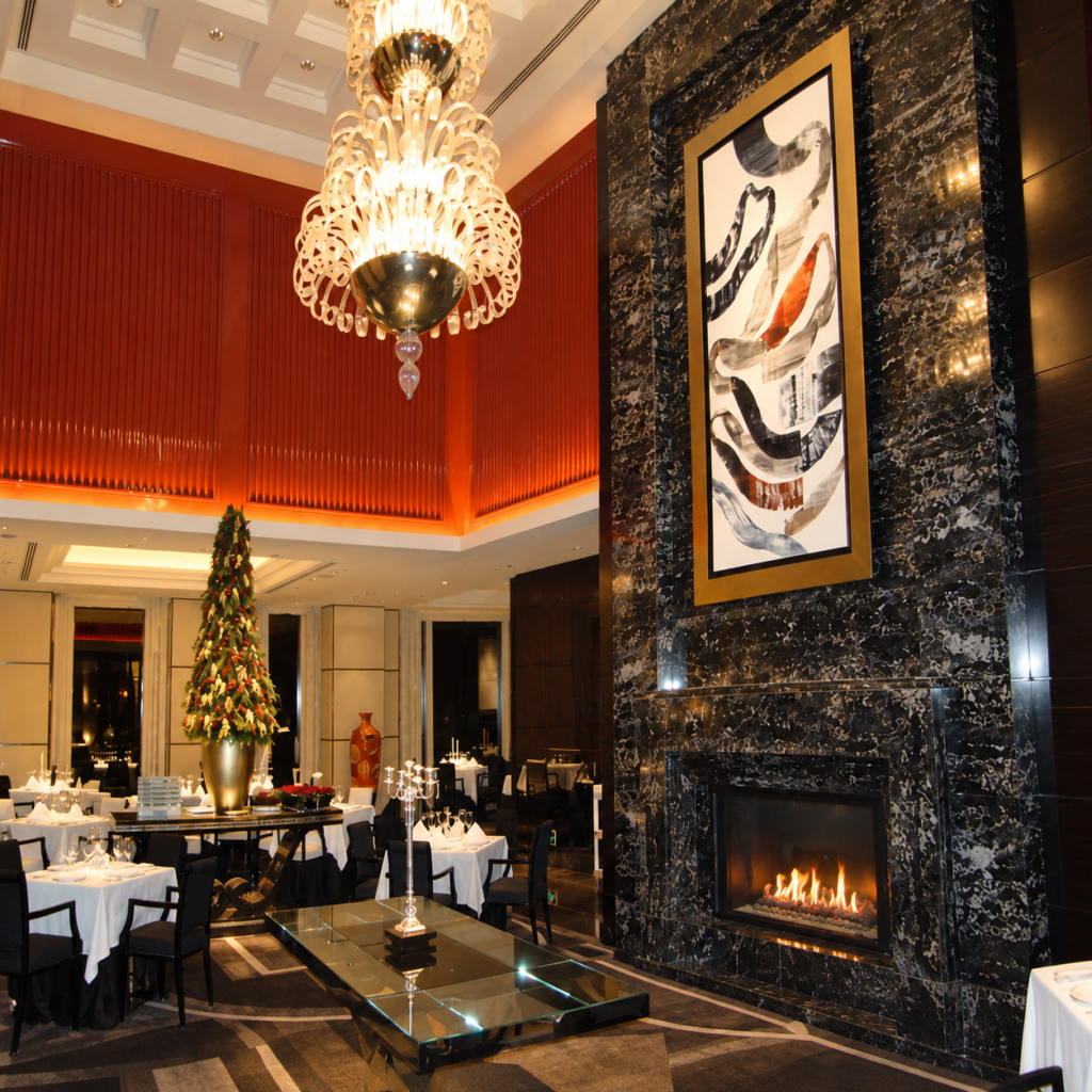 Hotel Lobby Gas Fireplace - original-scene appearance reference