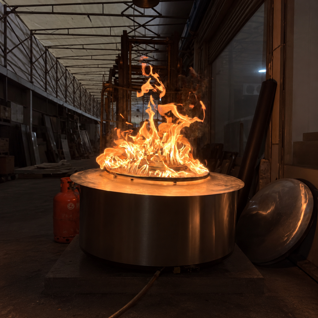 Dark Round Gas Fire Pit - original-scene appearance reference