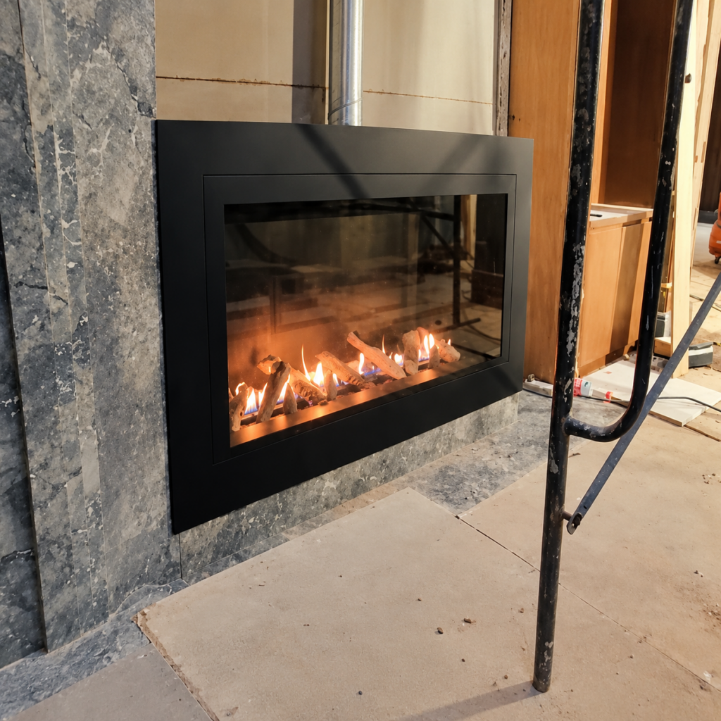 Black-Frame Built-In Gas Fireplace - original-scene appearance reference