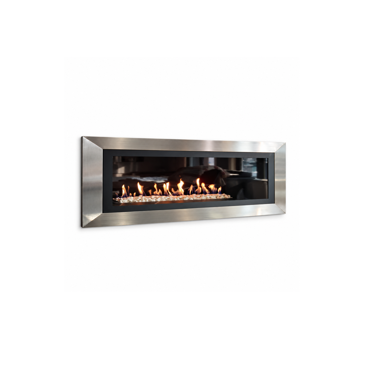 Silver-Frame Built-In Gas Fireplace - product on white background
