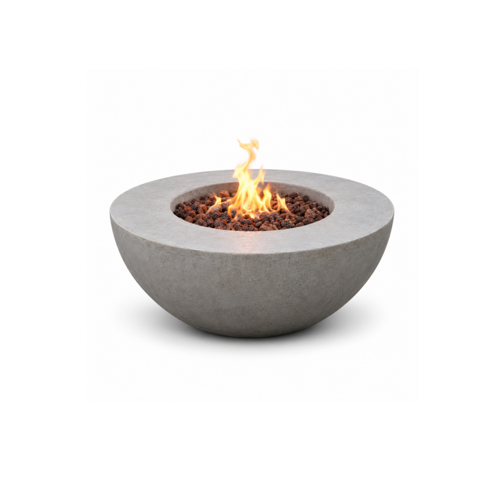 Light Grey Bowl Gas Fire Pit - product on white background