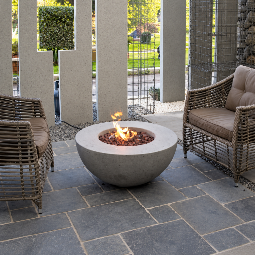 Light Grey Bowl Gas Fire Pit - original-scene appearance reference