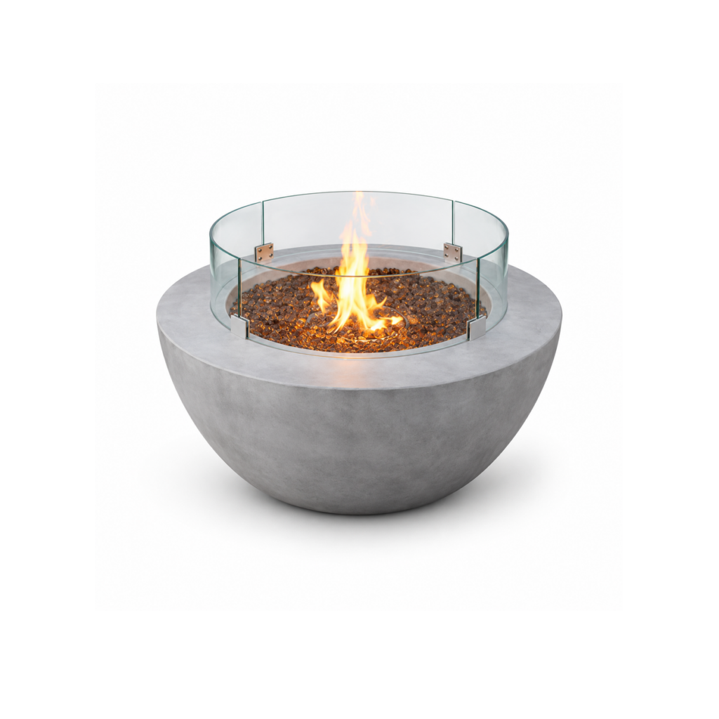 Round Gas Fire Table with Glass Guard - product on white background