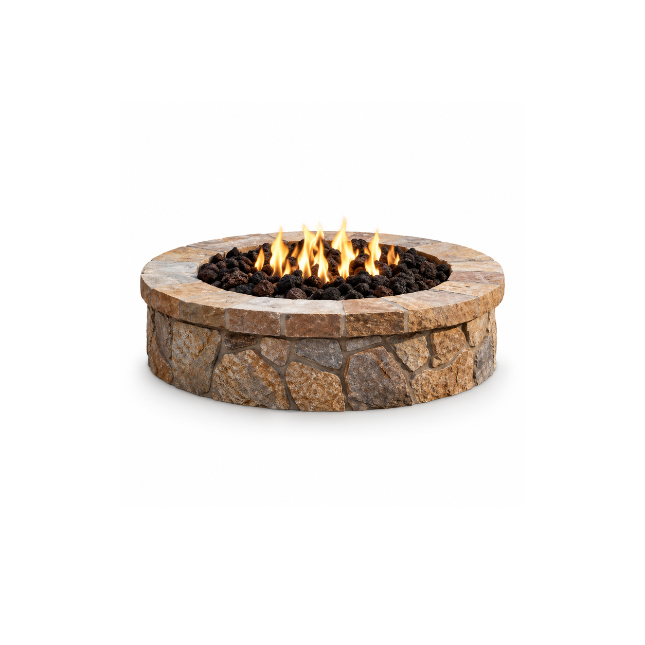 Stone Round Gas Fire Pit - product on white background
