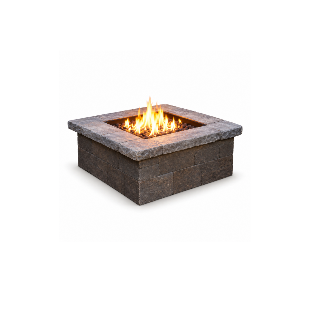 Dark Square Gas Fire Table - product on white background