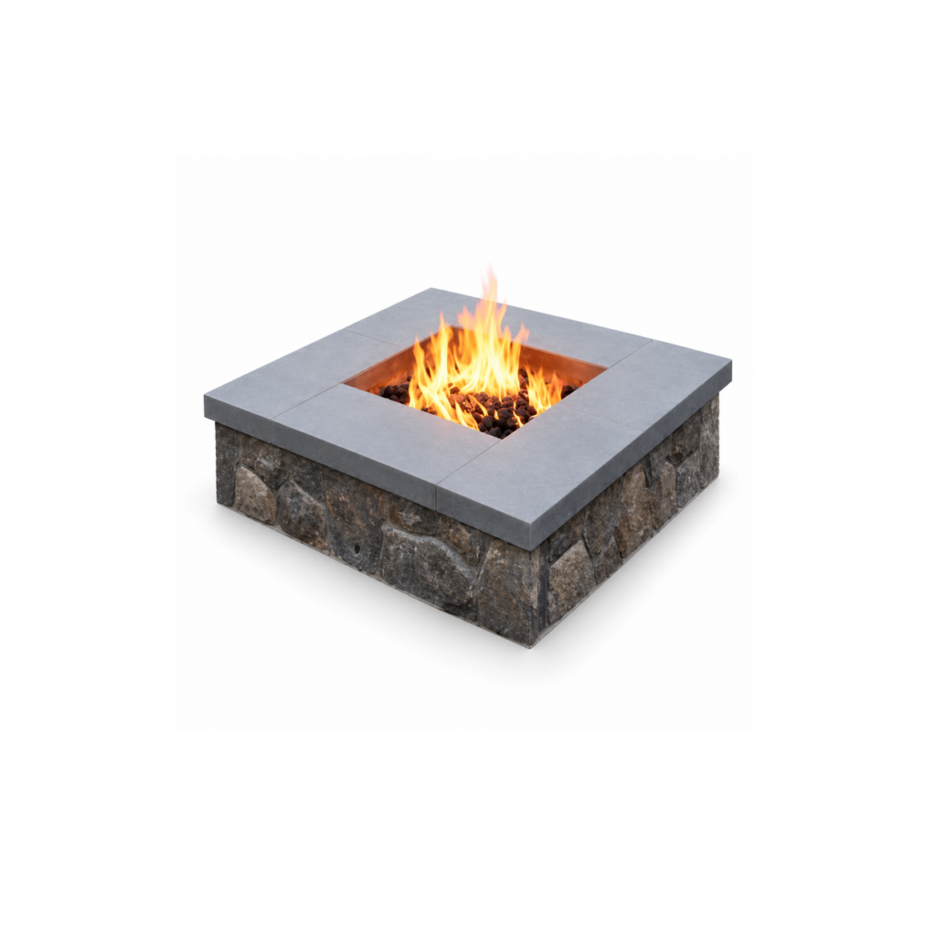 Light Square Gas Fire Table - product on white background
