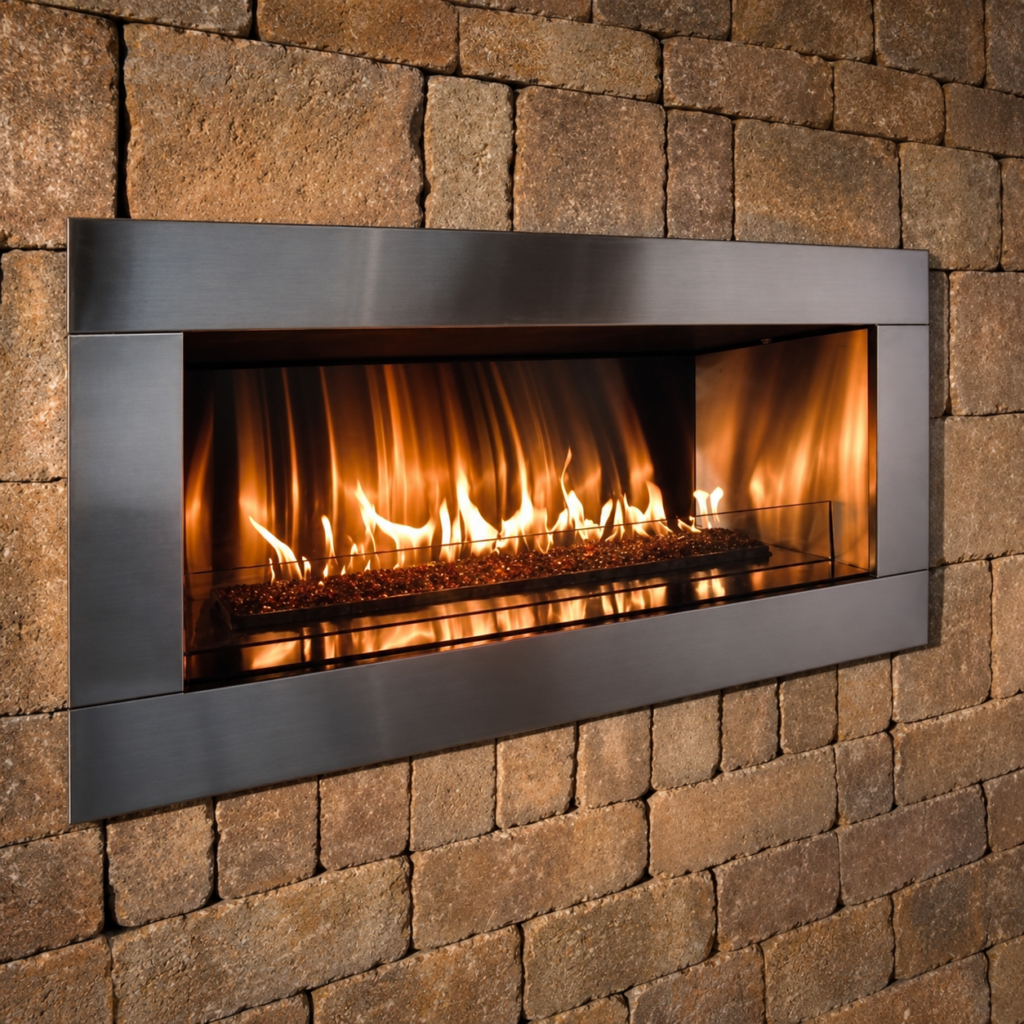 Metal-Frame Outdoor Gas Fireplace - original-scene appearance reference