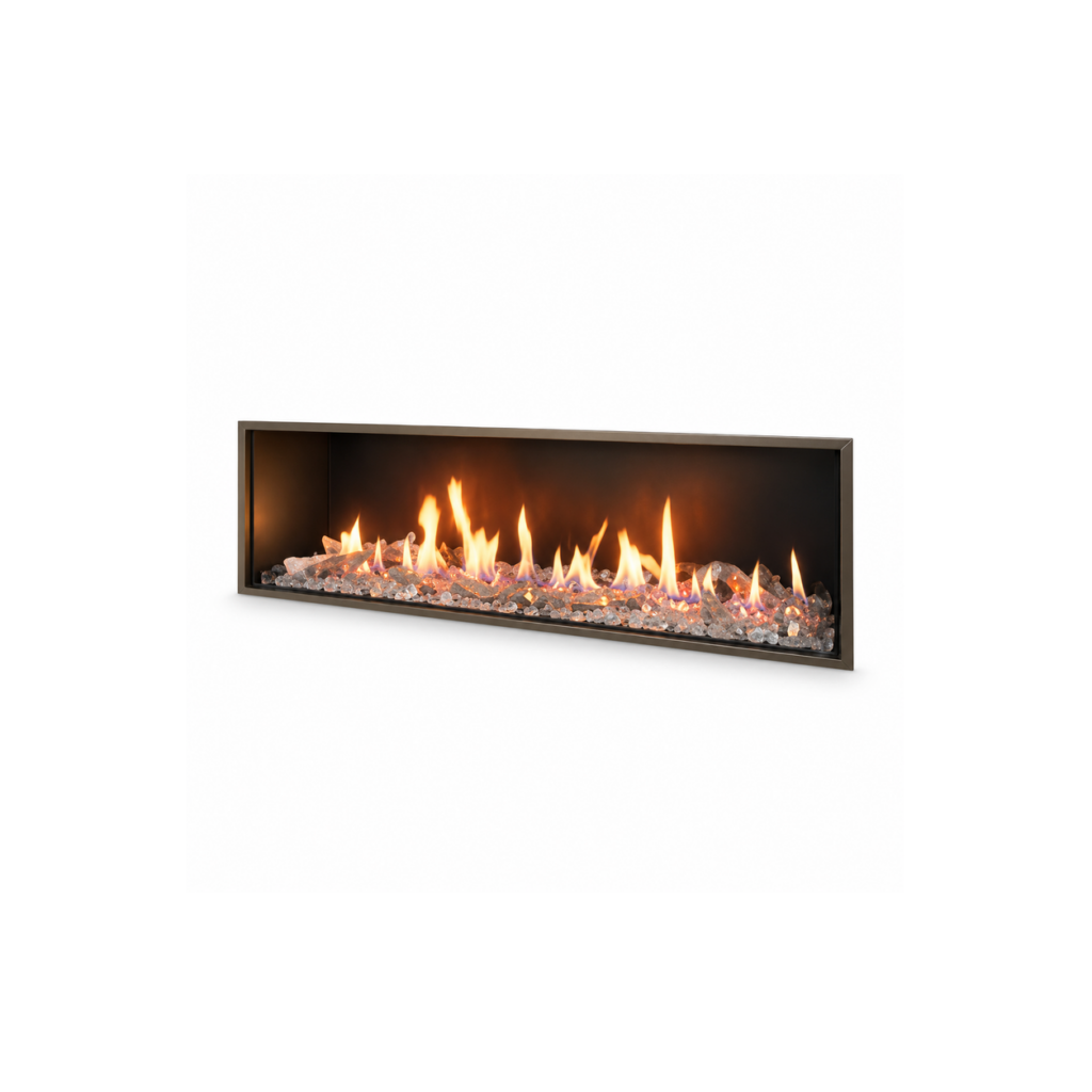 Linear Stone-Wall Gas Fireplace - product on white background