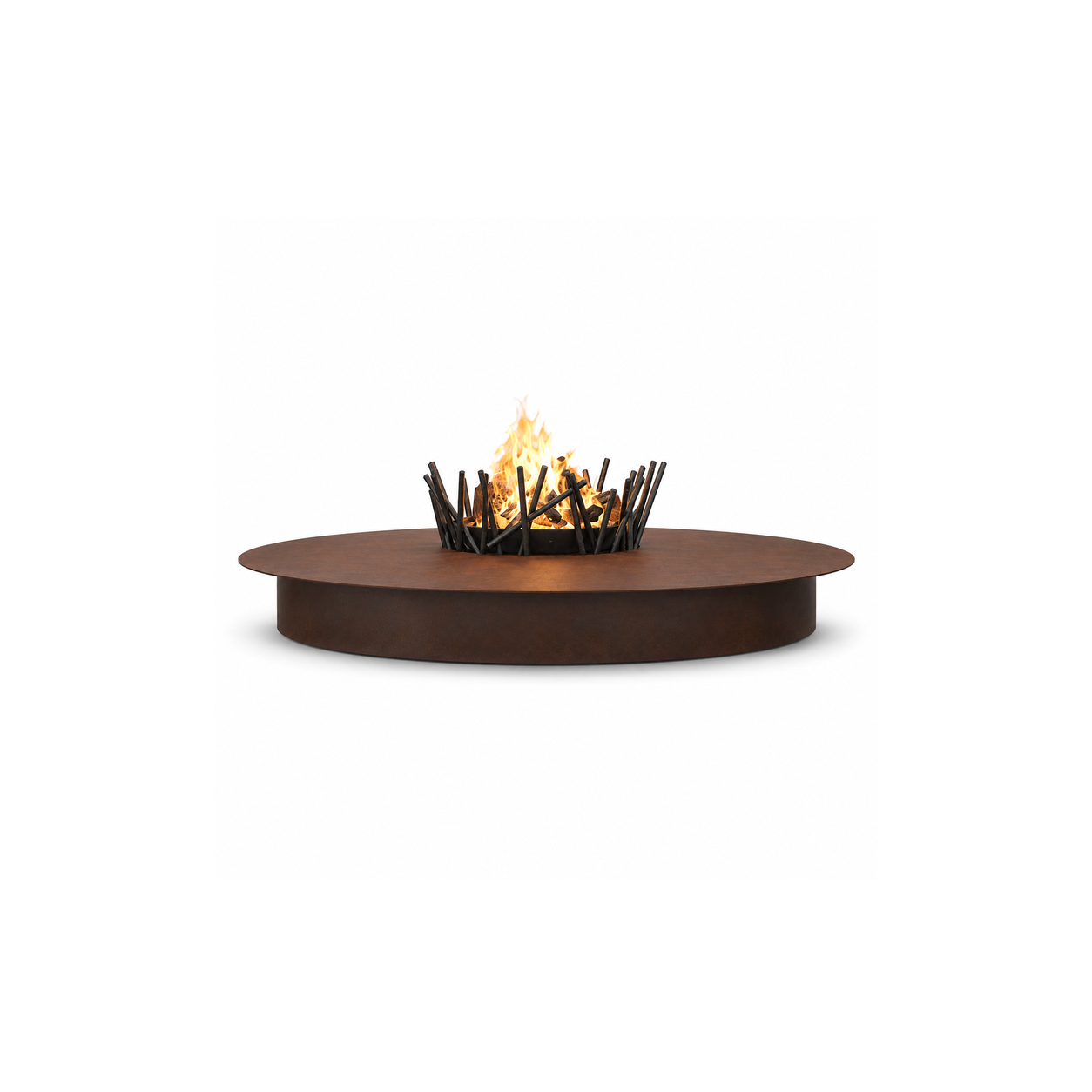 Round Gas Fire Table with Log Basket - product on white background