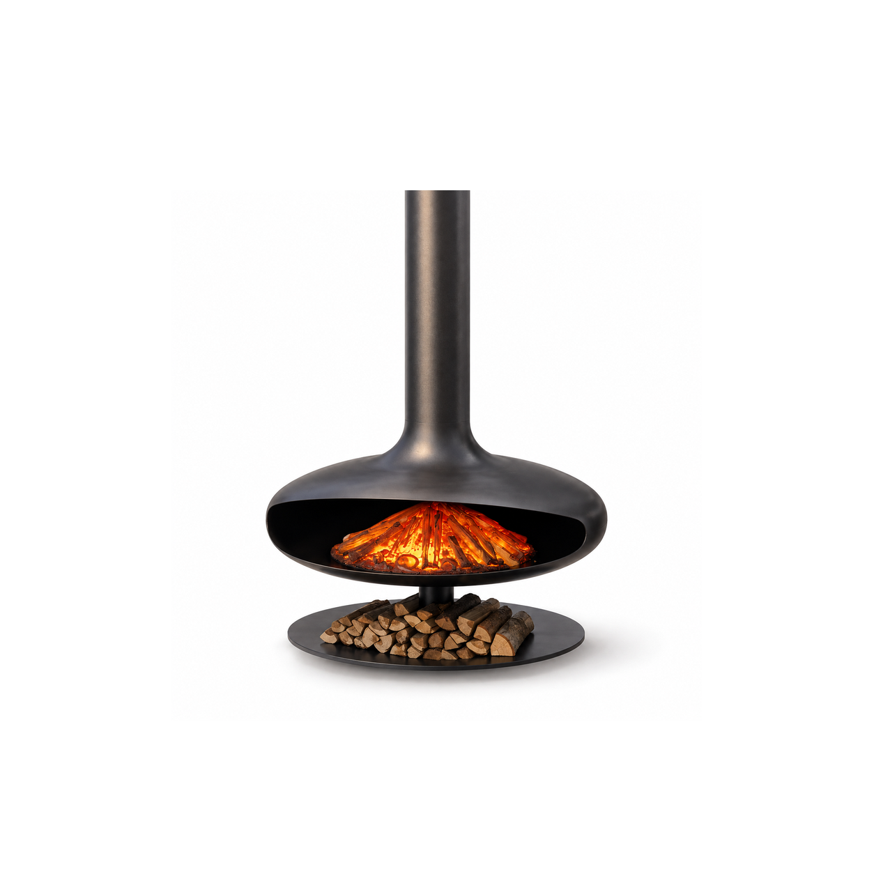 Suspended Electric Fireplace with Lower Shelf - product on white background