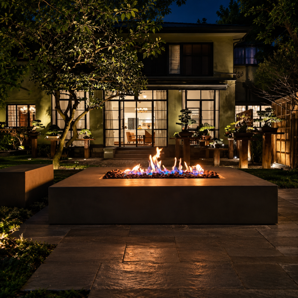 Wide Outdoor Gas Fire Feature - original-scene appearance reference