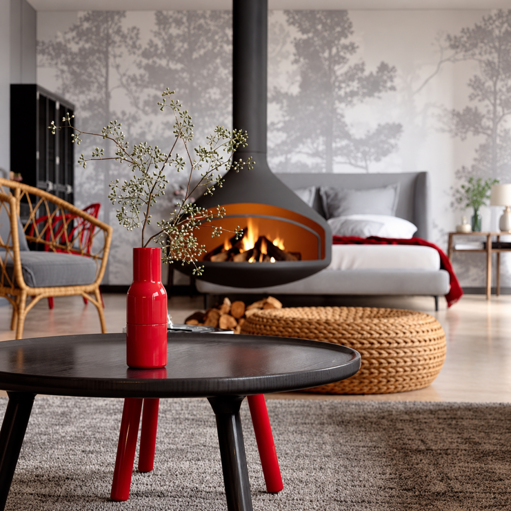 Oval Suspended Dual-Option Fireplace - original-scene appearance reference