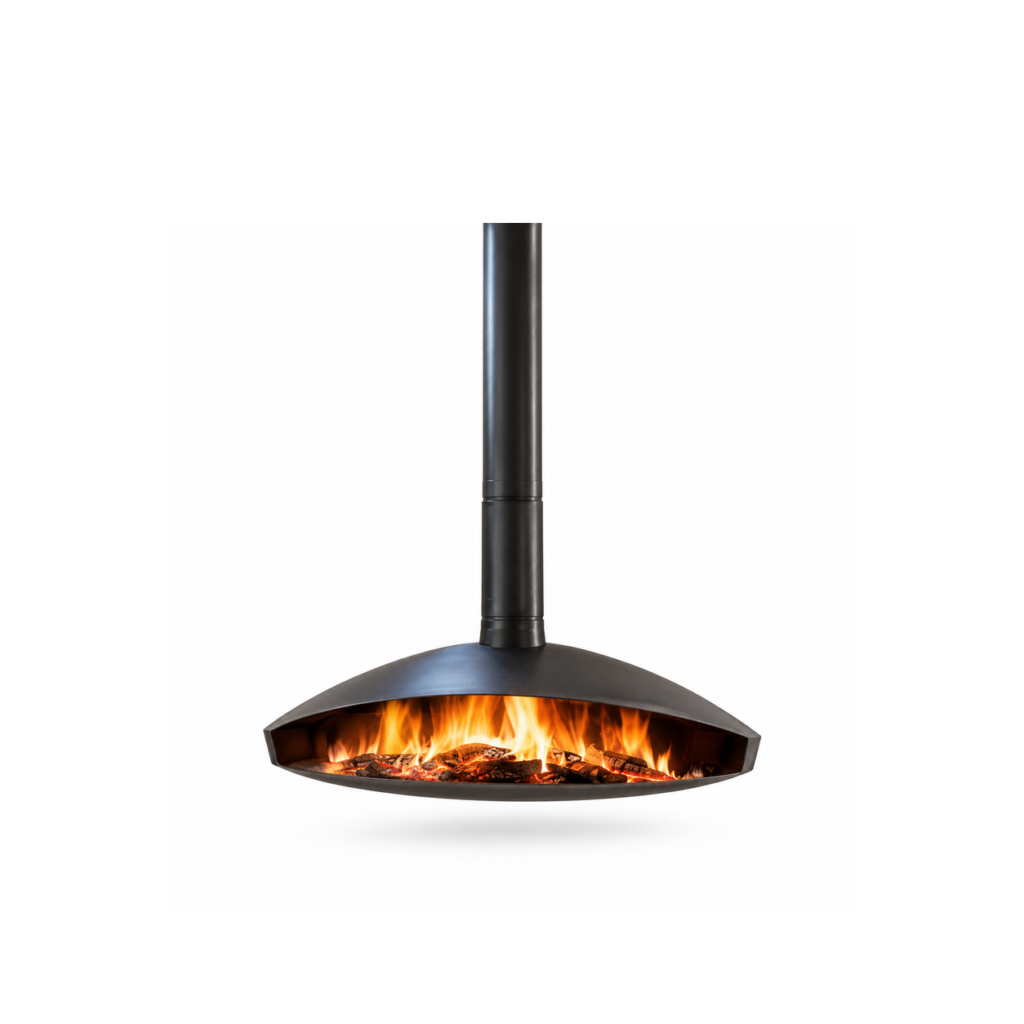 Open Bell Suspended Wood Fireplace - product on white background